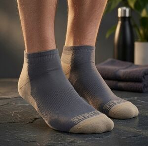 2 Pair NWT MADE HERE Pilot Ankle Grey Cotton Unisex Socks Sz L/XL Made in USA